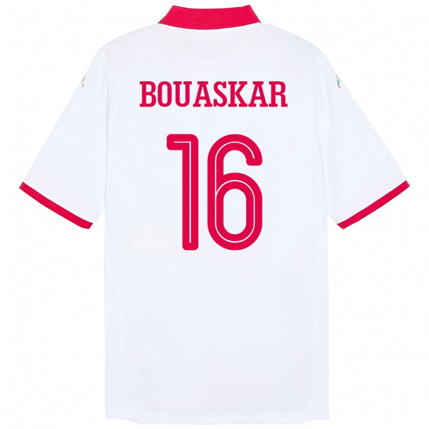נשים תוניסיה Slim Bouaskar #16 לָבָן הרחק ג'רזי 24-26 חולצה קצרה