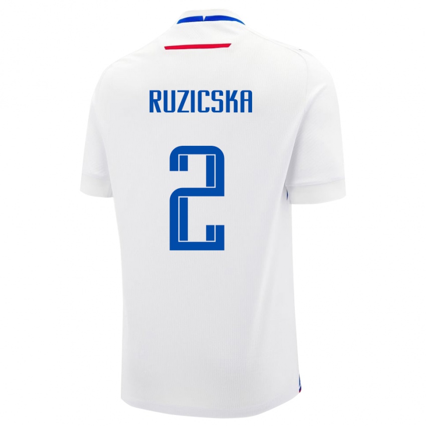 נשים סלובקיה Dominik Ruzicska #2 לָבָן הרחק ג'רזי 24-26 חולצה קצרה