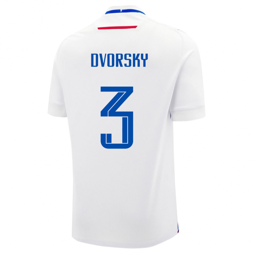 נשים סלובקיה Lukas Dvorsky #3 לָבָן הרחק ג'רזי 24-26 חולצה קצרה