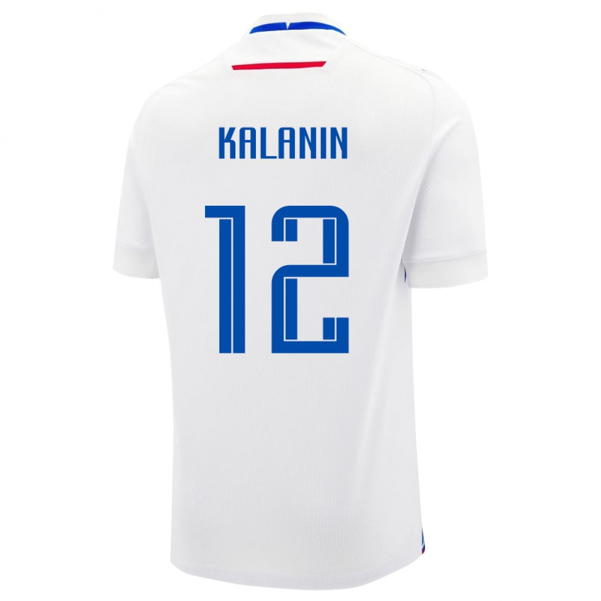 נשים סלובקיה Filip Kalanin #12 לָבָן הרחק ג'רזי 24-26 חולצה קצרה