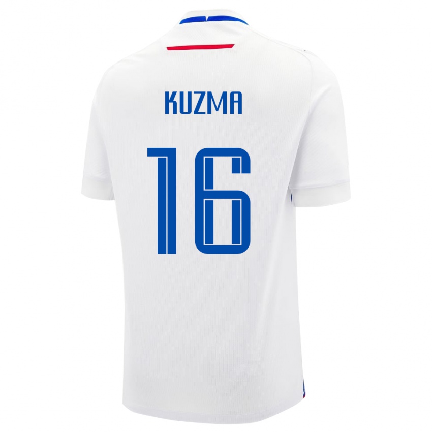נשים סלובקיה Alex Kuzma #16 לָבָן הרחק ג'רזי 24-26 חולצה קצרה