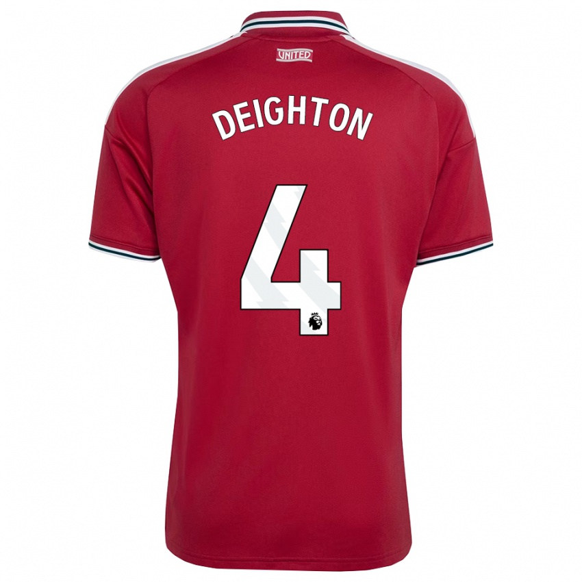נשים Joe Deighton #4 אדום צהוב לבן ג'רזי ביתית 2026/27 חולצה קצרה