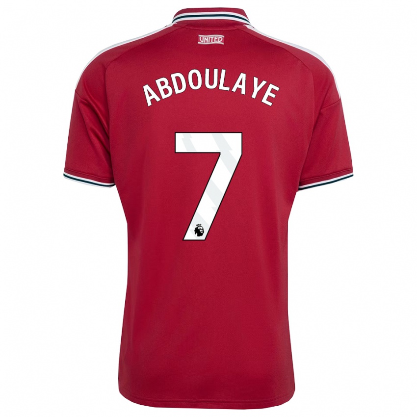 נשים Douka Abdoulaye #7 אדום צהוב לבן ג'רזי ביתית 2026/27 חולצה קצרה