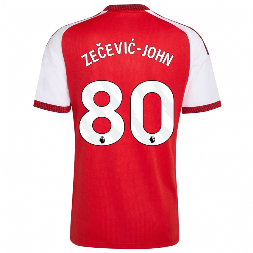 נשים Louis Zečević-John #80 אדום לבן שחור ג'רזי ביתית 2026/27 חולצה קצרה