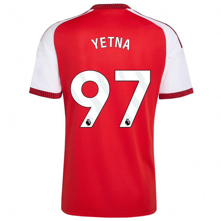 נשים Mikael Yetna #97 אדום לבן שחור ג'רזי ביתית 2026/27 חולצה קצרה