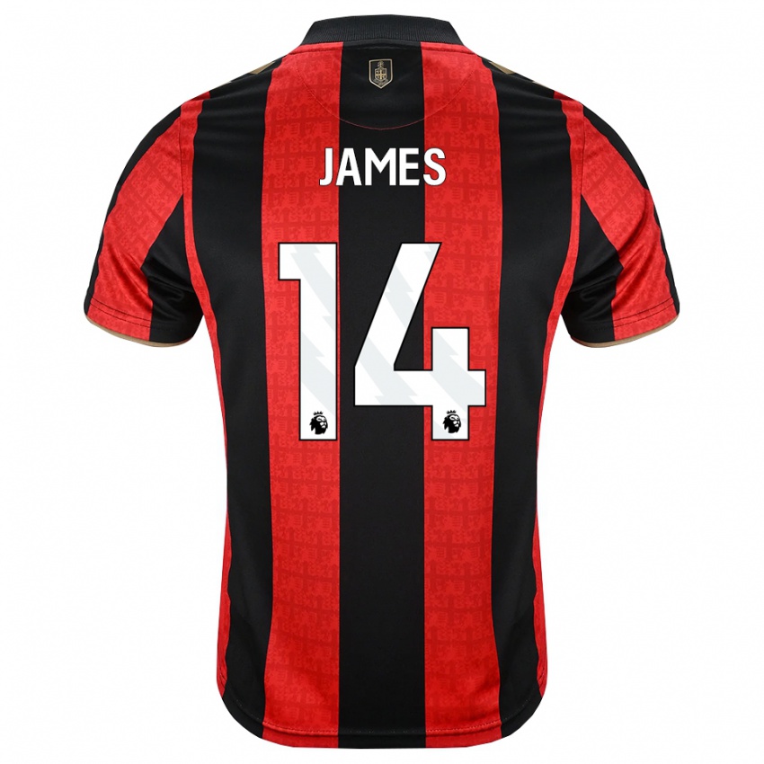 נשים Katie James #14 זהב אדום שחור ג'רזי ביתית 2026/27 חולצה קצרה