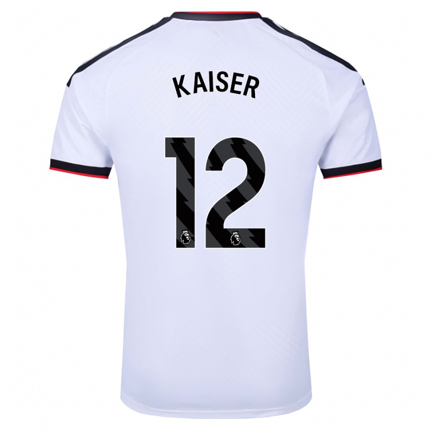 נשים Dino Kaiser #12 לבן שחור אדום ג'רזי ביתית 2026/27 חולצה קצרה