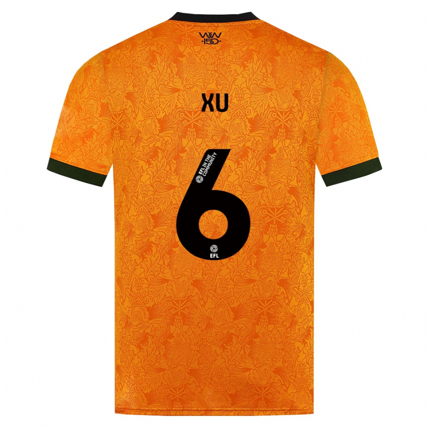 נשים Bin Xu #6 כתום שחור ג'רזי ביתית 2026/27 חולצה קצרה