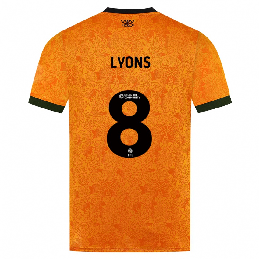 נשים Connor Lyons #8 כתום שחור ג'רזי ביתית 2026/27 חולצה קצרה