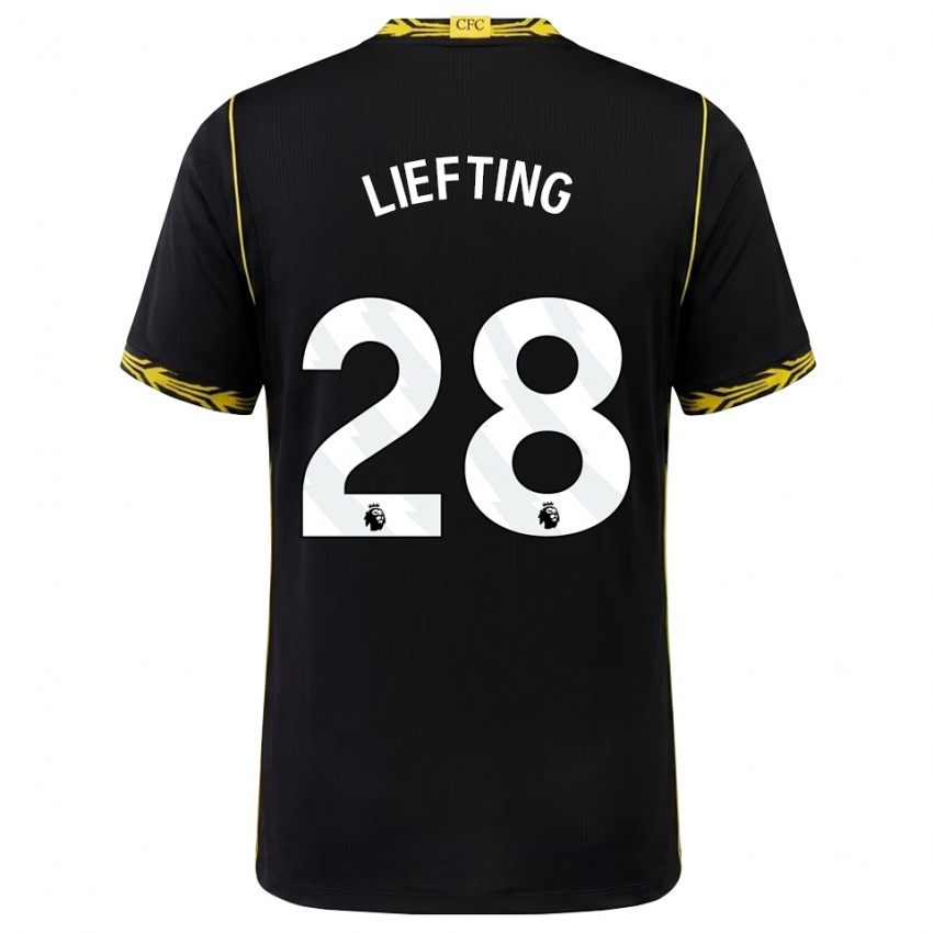 נשים Femke Liefting #28 שחור צהוב הרחק ג'רזי 2026/27 חולצה קצרה