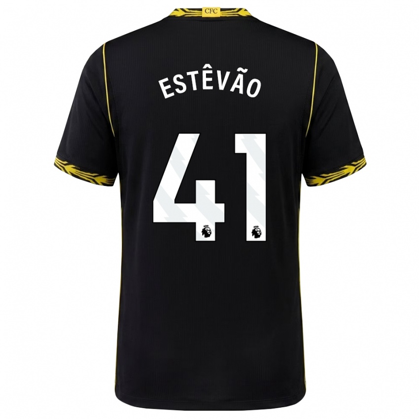 נשים Estêvão #41 שחור צהוב הרחק ג'רזי 2026/27 חולצה קצרה