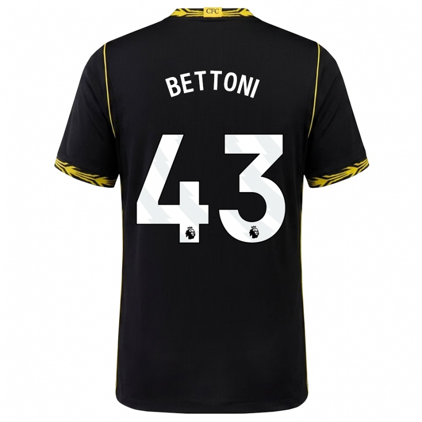 נשים Harrison Bettoni #43 שחור צהוב הרחק ג'רזי 2026/27 חולצה קצרה
