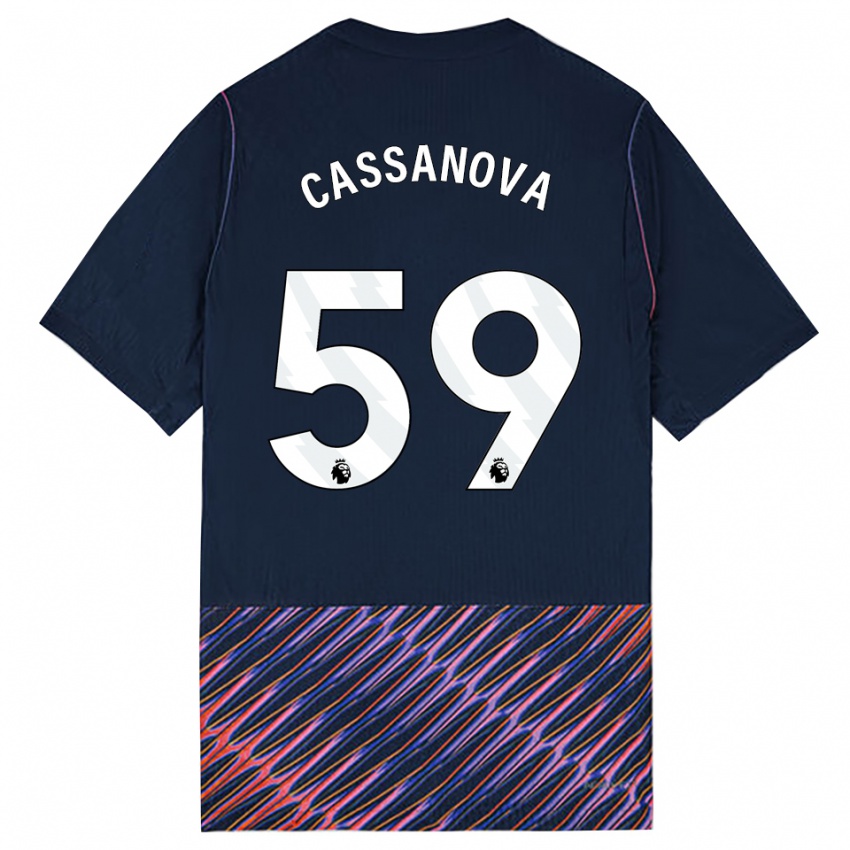 נשים Dante Cassanova #59 כחול רויאל לבן הרחק ג'רזי 2026/27 חולצה קצרה נשים Dante Cassanova #59 כחול רויאל לבן הרחק ג'רזי 2026/27 חולצה קצרה