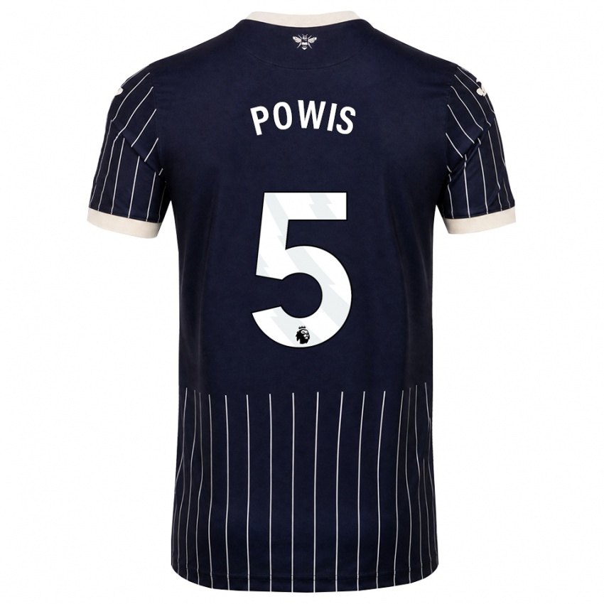 נשים Isaiah Powis #5 שחור לבן הרחק ג'רזי 2026/27 חולצה קצרה