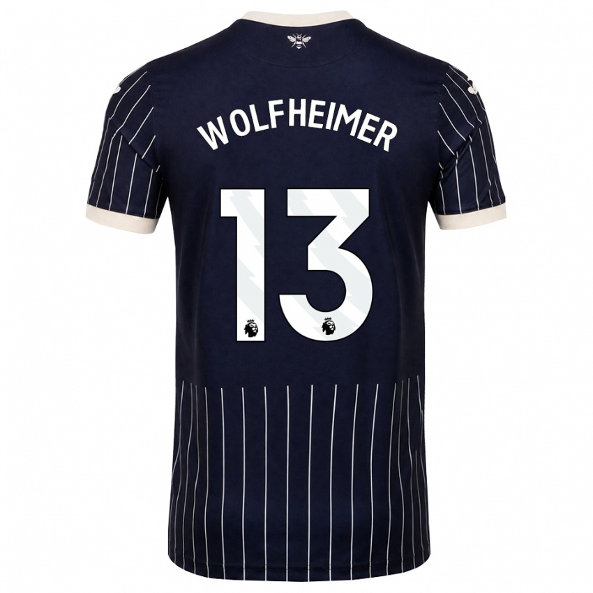 נשים Connor Wolfheimer #13 שחור לבן הרחק ג'רזי 2026/27 חולצה קצרה