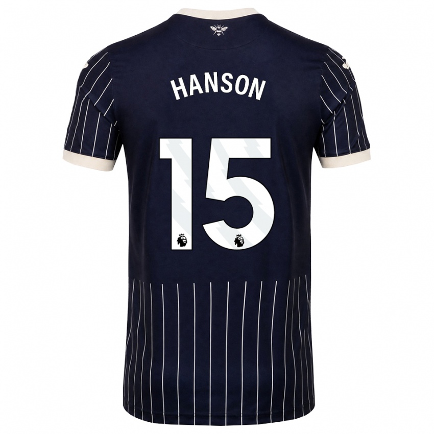 נשים Jacob Hanson #15 שחור לבן הרחק ג'רזי 2026/27 חולצה קצרה