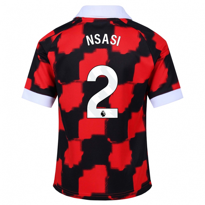 נשים Eddie Nsasi #2 אדום לבן שחור הרחק ג'רזי 2026/27 חולצה קצרה