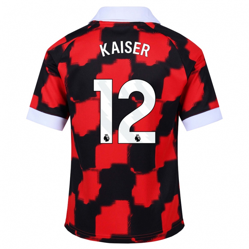 נשים Dino Kaiser #12 אדום לבן שחור הרחק ג'רזי 2026/27 חולצה קצרה