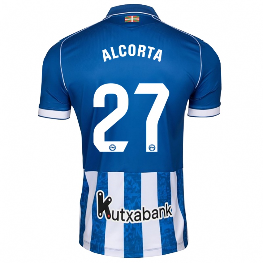 ילדים Alaitz Alcorta #27 לבן כחול שחור ג'רזי ביתית 2026/27 חולצה קצרה