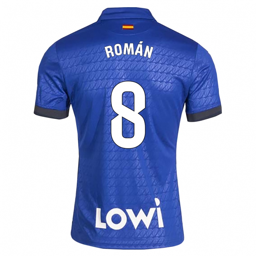 ילדים Manu Román #8 לבן כחול שחור ג'רזי ביתית 2026/27 חולצה קצרה