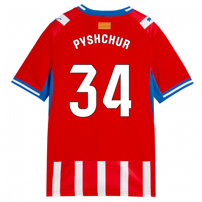 ילדים Oleksandr Pyshchur #34 אדום לבן כחול שמיים ג'רזי ביתית 2026/27 חולצה קצרה