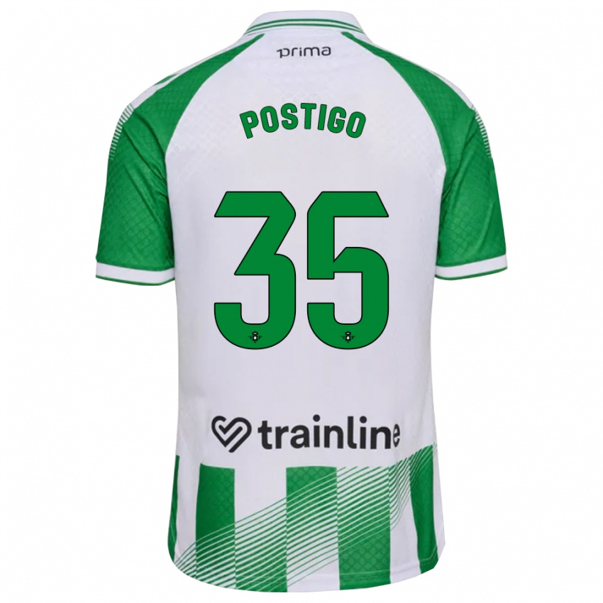 ילדים Alejandro Postigo #35 ירוק בהיר שחור לבן ג'רזי ביתית 2026/27 חולצה קצרה
