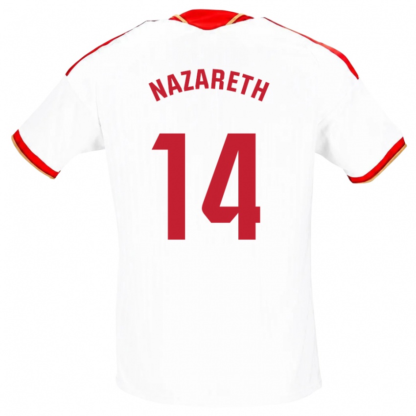 ילדים Nazareth Martín #14 לבן אדום ג'רזי ביתית 2026/27 חולצה קצרה