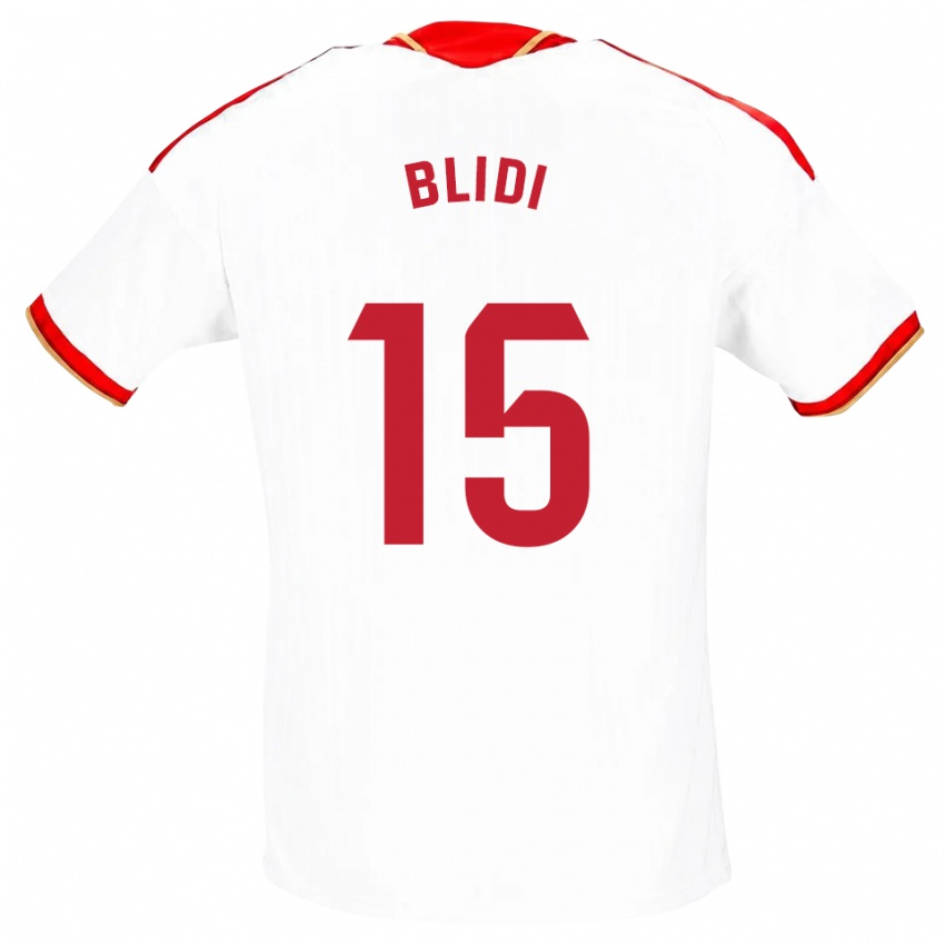 ילדים Naim Blidi #15 לבן אדום ג'רזי ביתית 2026/27 חולצה קצרה