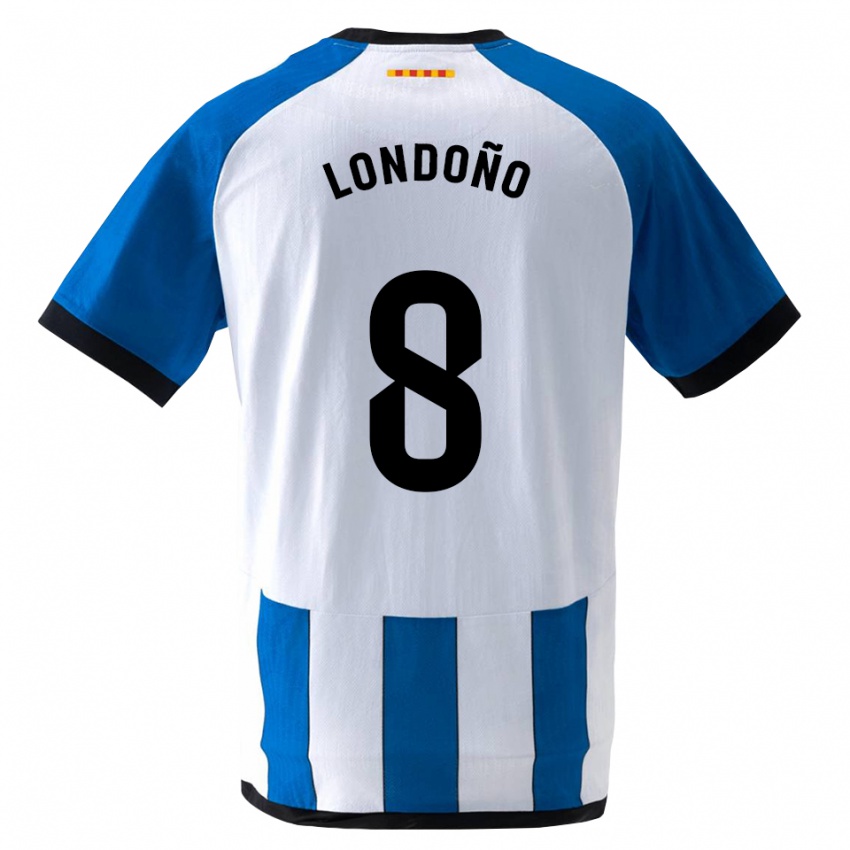 ילדים Miguel Londoño #8 כחול לבן מלכותי ג'רזי ביתית 2026/27 חולצה קצרה