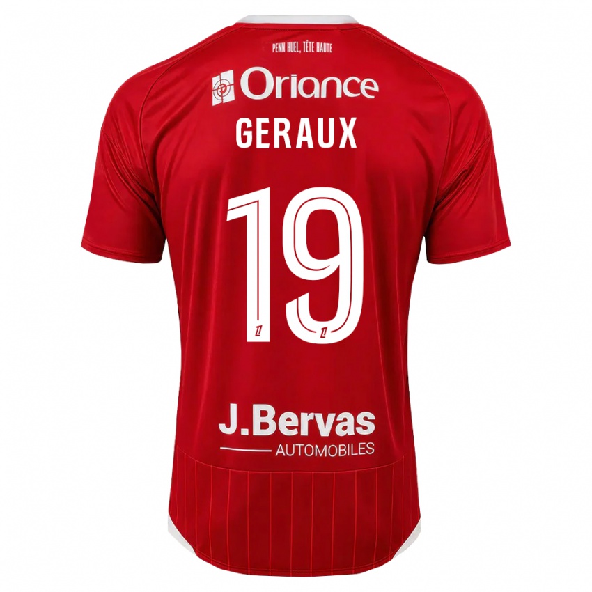 ילדים Noan Geraux #19 לבן אדום ג'רזי ביתית 2026/27 חולצה קצרה