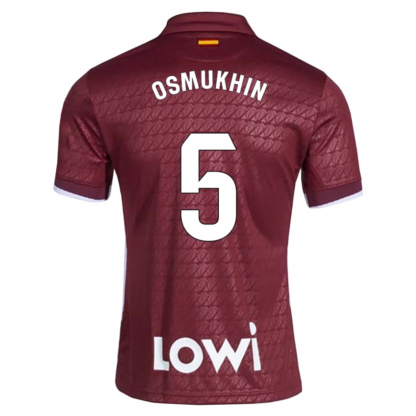 ילדים Zakhar Osmukhin #5 אדום כהה לבן הרחק ג'רזי 2026/27 חולצה קצרה