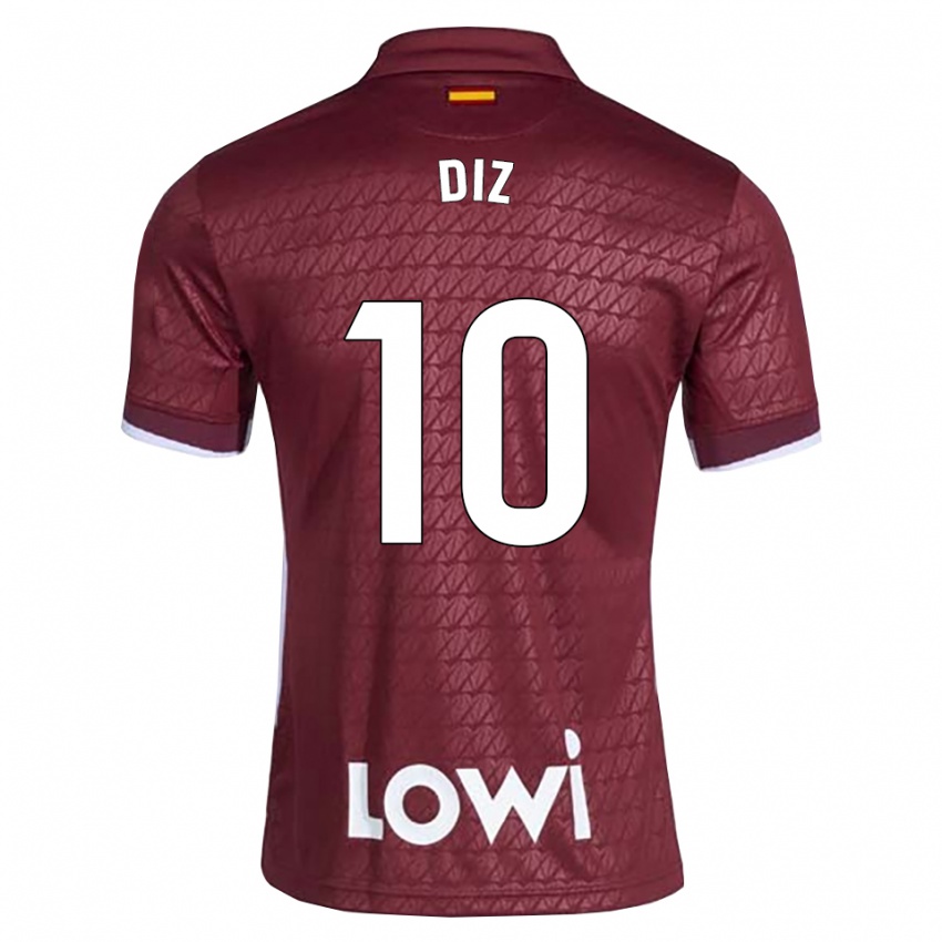 ילדים Rafa Diz #10 אדום כהה לבן הרחק ג'רזי 2026/27 חולצה קצרה