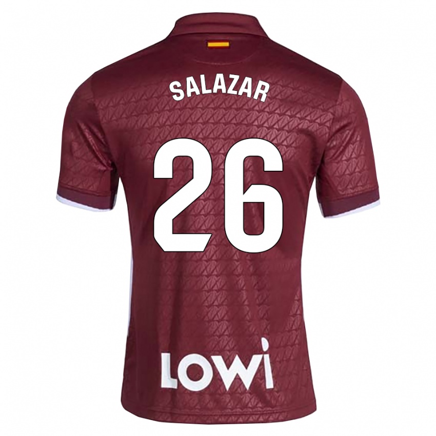 ילדים Sebas Salazar #26 אדום כהה לבן הרחק ג'רזי 2026/27 חולצה קצרה