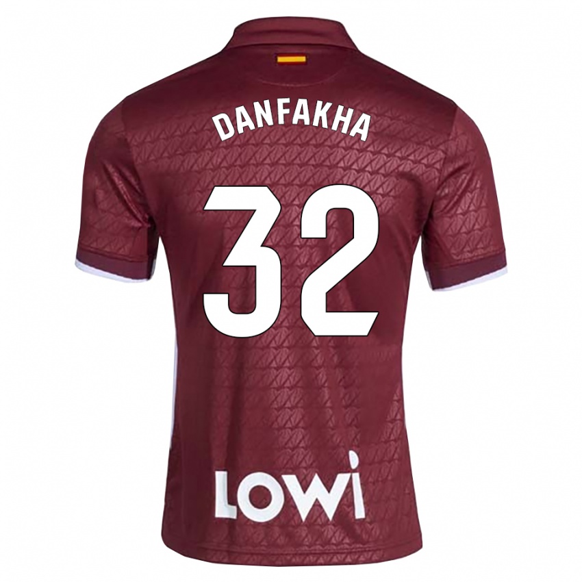 ילדים Ibrahima Danfakha #32 אדום כהה לבן הרחק ג'רזי 2026/27 חולצה קצרה