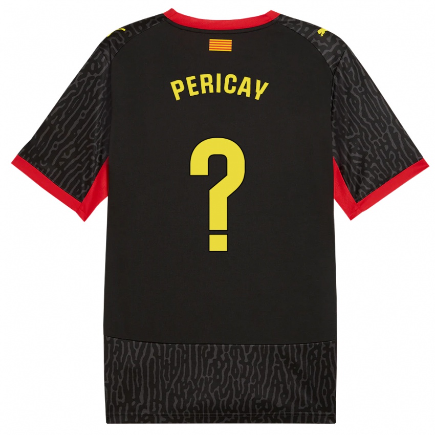 ילדים Sergi Pericay #0 שחור צהוב אדום הרחק ג'רזי 2026/27 חולצה קצרה