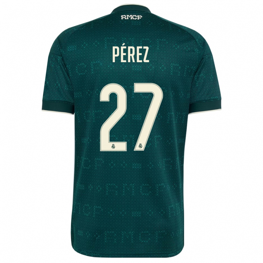 ילדים Adrián Pérez #27 אפור כהה לבן הרחק ג'רזי 2026/27 חולצה קצרה