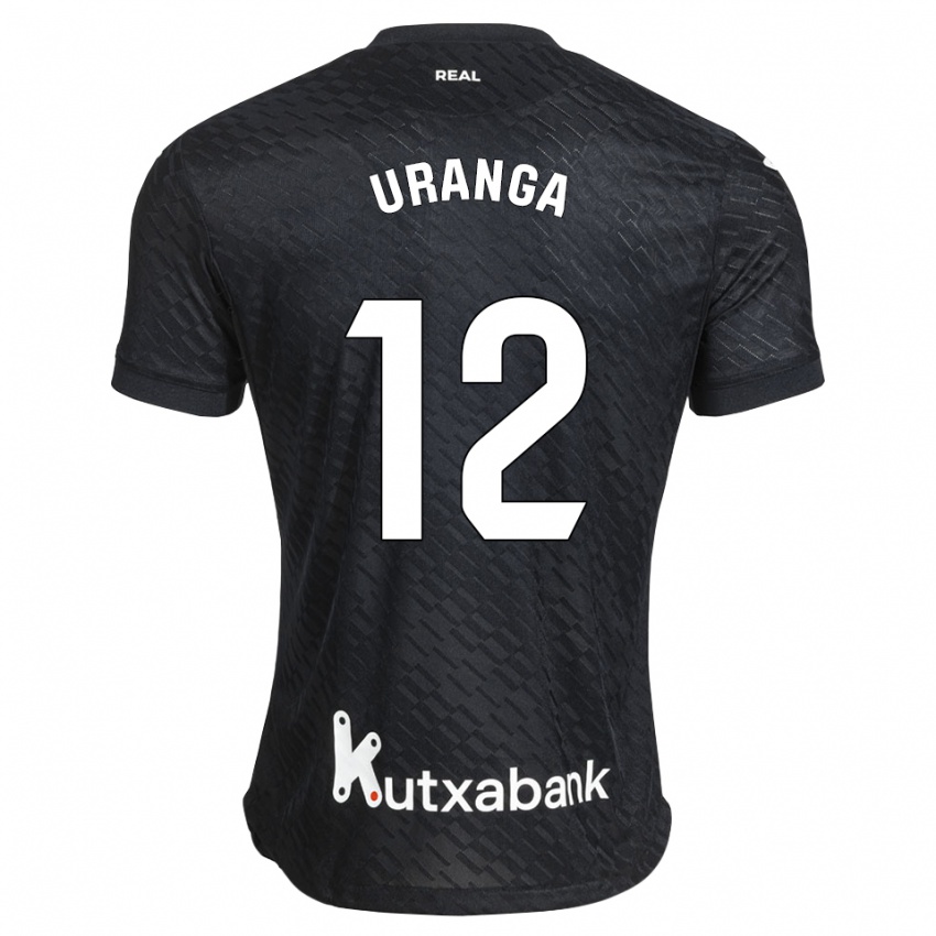 ילדים Lander Uranga #12 שחור לבן הרחק ג'רזי 2026/27 חולצה קצרה