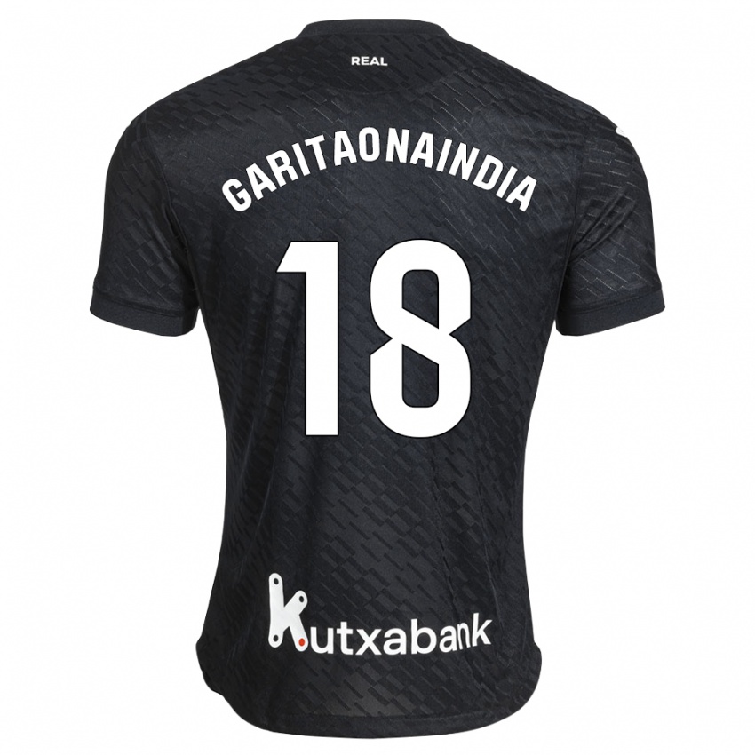 ילדים Hodei Garitaonaindia #18 שחור לבן הרחק ג'רזי 2026/27 חולצה קצרה