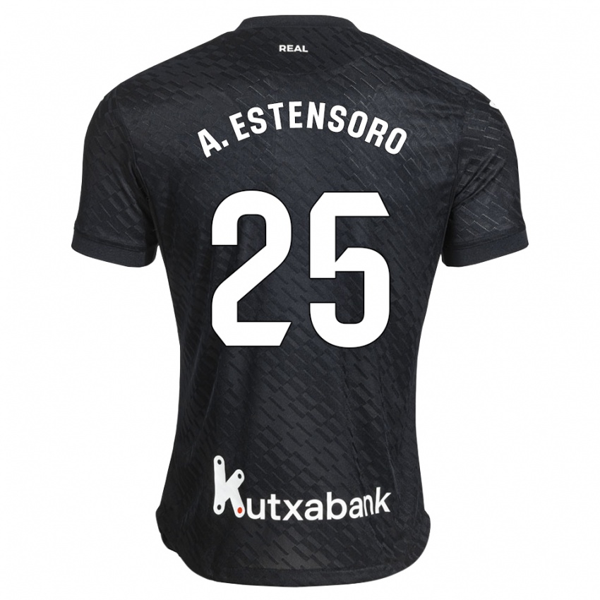 ילדים Alazne Estensoro #25 שחור לבן הרחק ג'רזי 2026/27 חולצה קצרה