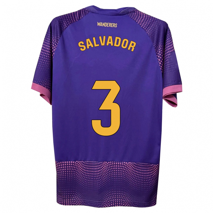 ילדים Nico Salvador #3 לבן ורוד סגול הרחק ג'רזי 2026/27 חולצה קצרה
