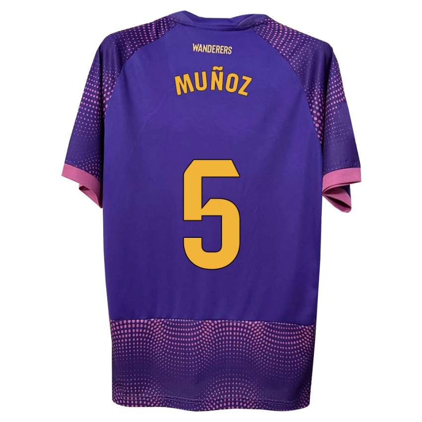 ילדים Ismael Muñoz #5 לבן ורוד סגול הרחק ג'רזי 2026/27 חולצה קצרה