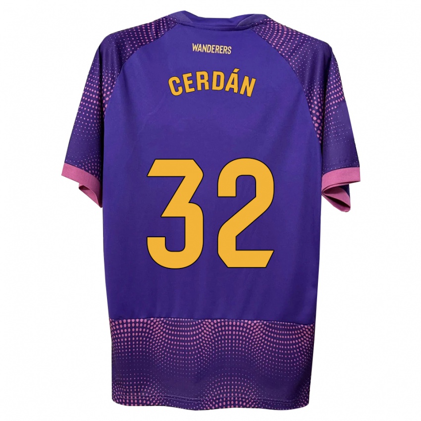 ילדים Pablo Cerdán #32 לבן ורוד סגול הרחק ג'רזי 2026/27 חולצה קצרה