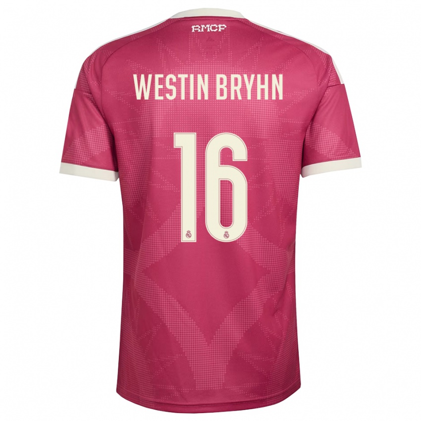 ילדים Leon Westin Bryhn #16 אדום סגול חיוור לבן ג'רזי קיט שלישי 2026/27 חולצה קצרה