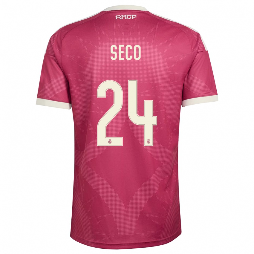 ילדים Ferran Seco #24 אדום סגול חיוור לבן ג'רזי קיט שלישי 2026/27 חולצה קצרה