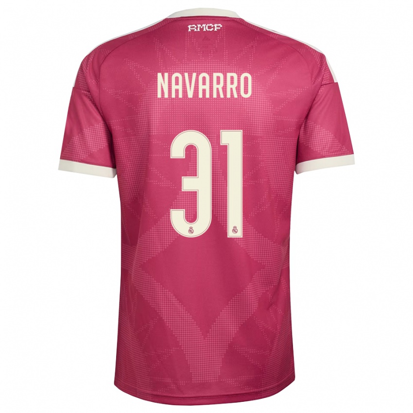 ילדים Javier Navarro #31 אדום סגול חיוור לבן ג'רזי קיט שלישי 2026/27 חולצה קצרה
