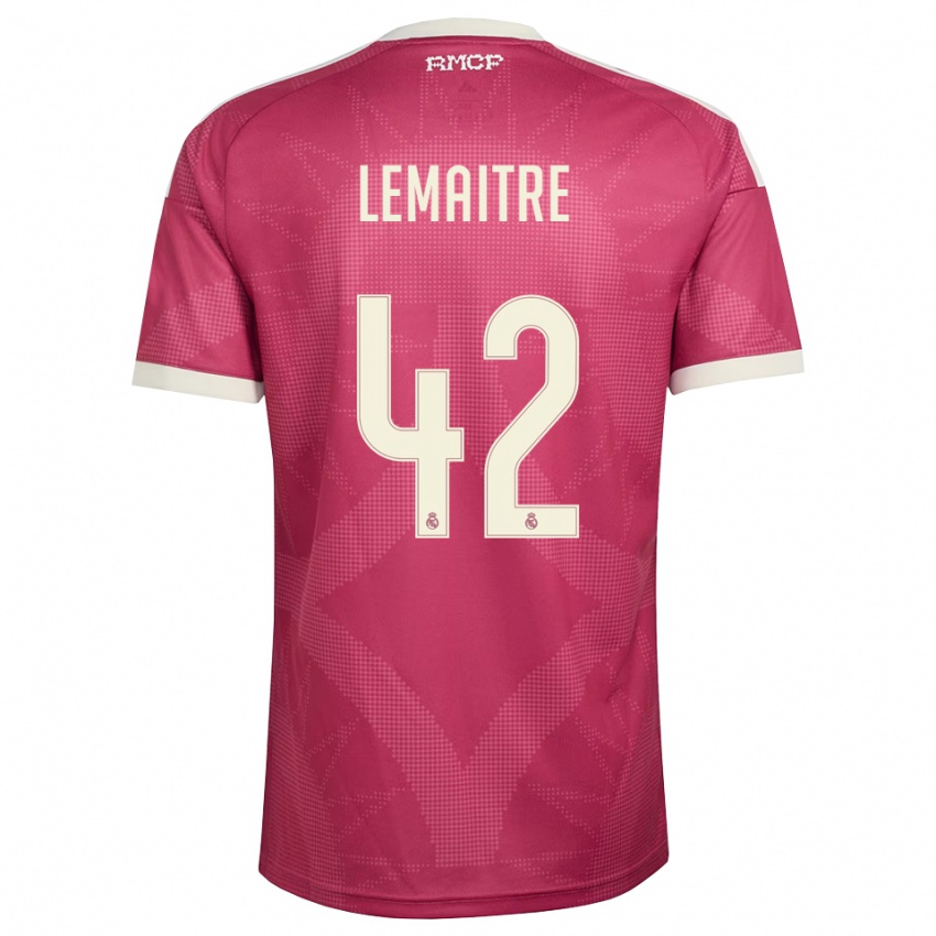 ילדים Leo Lemaitre #42 אדום סגול חיוור לבן ג'רזי קיט שלישי 2026/27 חולצה קצרה