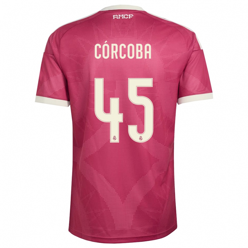 ילדים Andrés Córcoba #45 אדום סגול חיוור לבן ג'רזי קיט שלישי 2026/27 חולצה קצרה