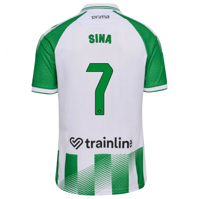 גברים Adrián Sina #7 ירוק בהיר שחור לבן ג'רזי ביתית 2026/27 חולצה קצרה