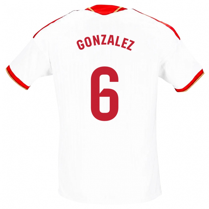 גברים Pamela González #6 לבן אדום ג'רזי ביתית 2026/27 חולצה קצרה