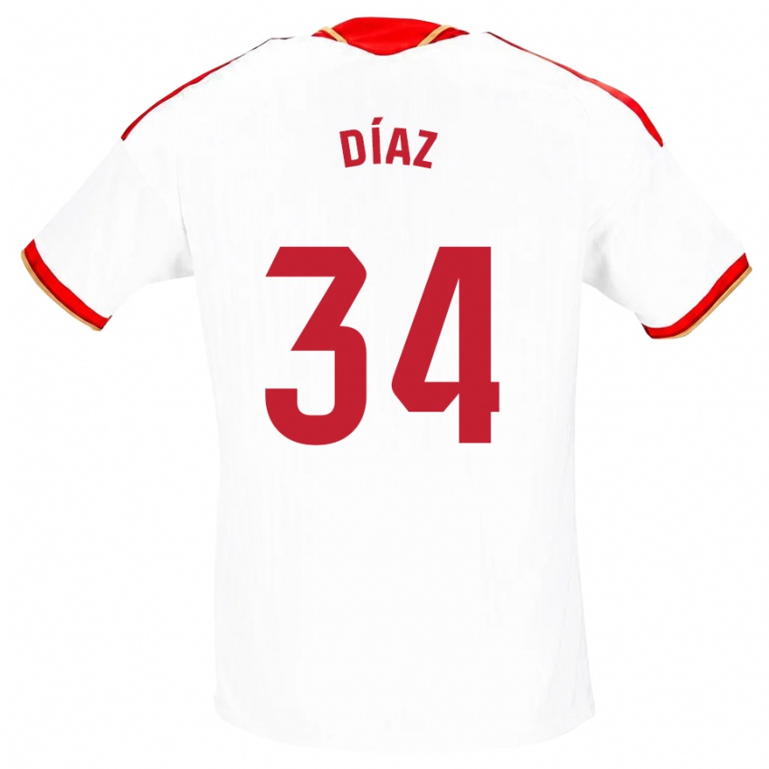 גברים Mario Díaz #34 לבן אדום ג'רזי ביתית 2026/27 חולצה קצרה